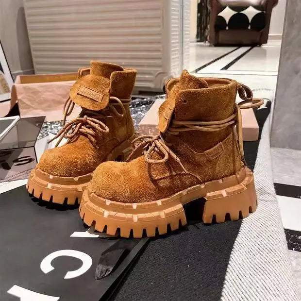 Botas Tobillo Mujer 2025 Plataforma - Chunky Ante Sneakers Deportivas Invierno