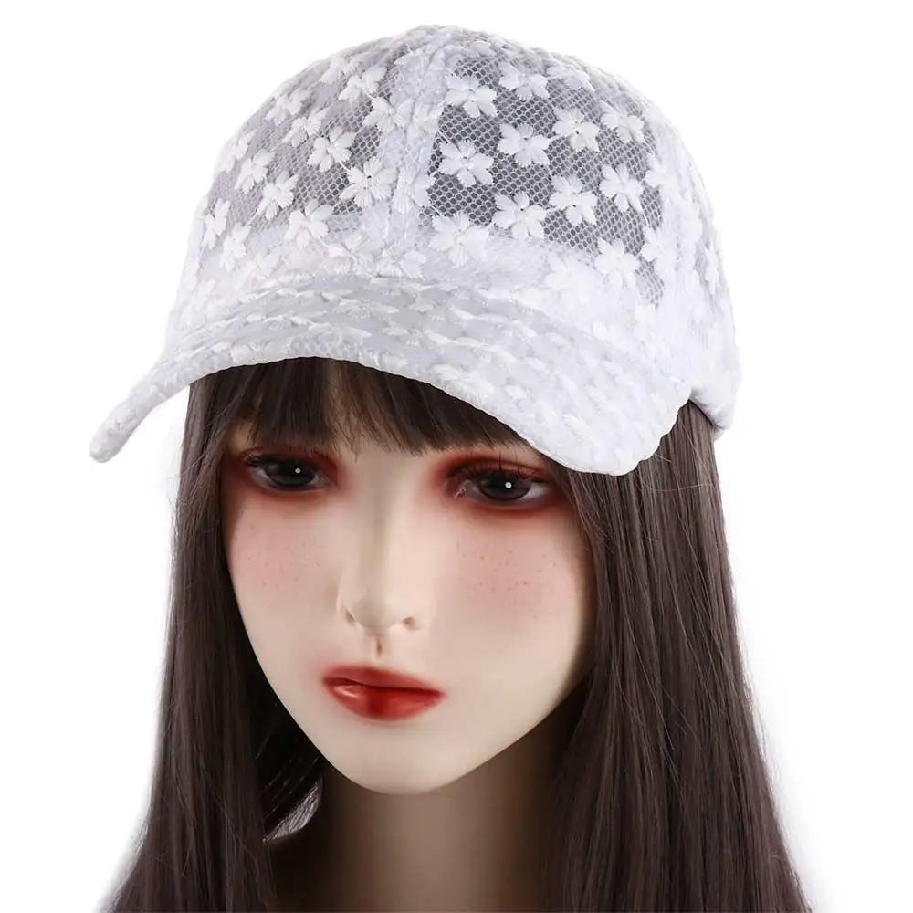 Gorra Baseball Mujer Flores - Cap Mesh Encaje Hip Hop Ajustable