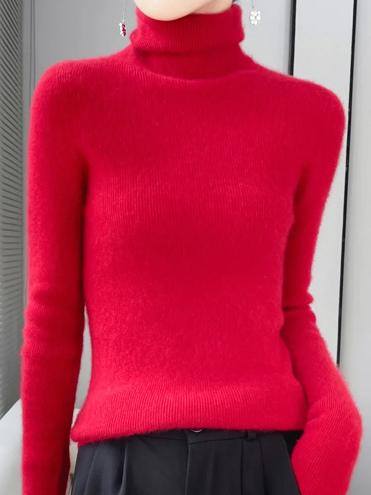 Suéter Mujer Lana Merino 100% Slim - Jersey Coreano Otoño Invierno