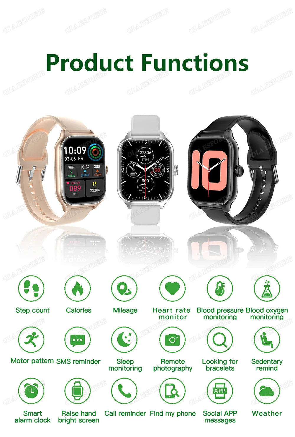 Smartwatch 2.01'' HD para Android iOS - Llamadas Bluetooth Deportivo Música