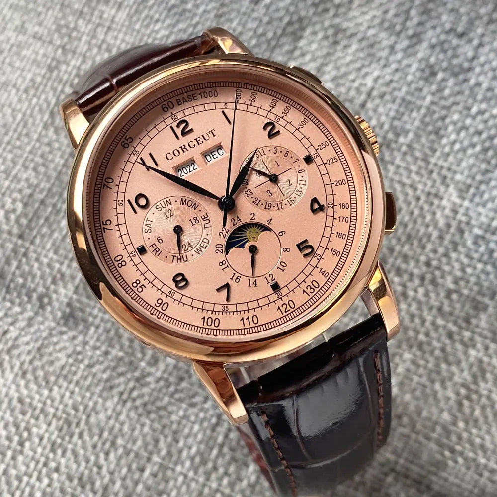 Reloj Mecánico Automático 316L Multifunción 42mm - Fecha Día Mes Año Indicador Día/Noche