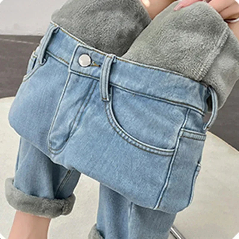 Vaqueros Mujer Forro Polar Invierno - Jeans Térmicos Cintura Alta