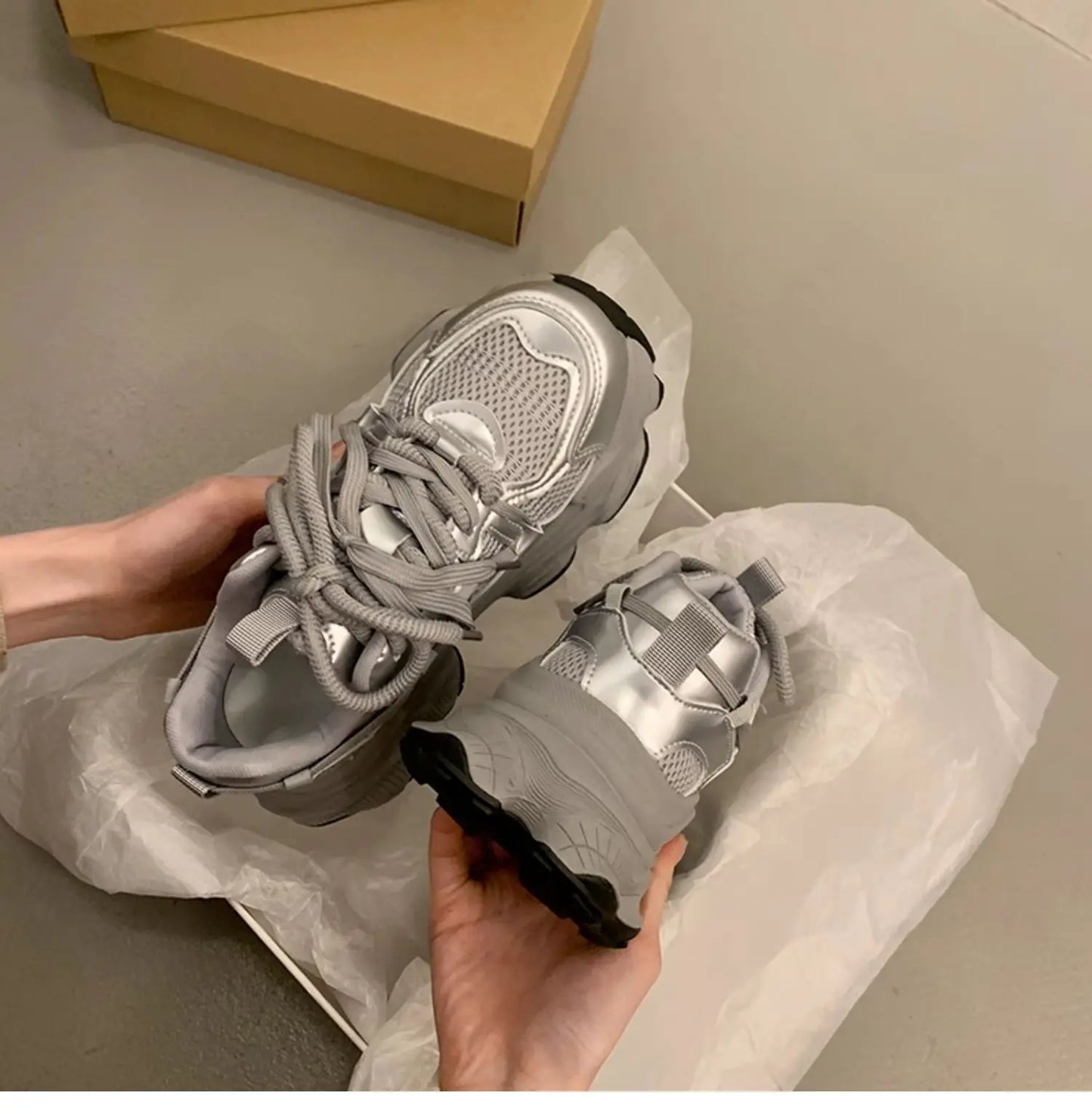 Sneakers Chunky Plataforma Mujer Primavera - Zapatillas Mesh Transpirables Antideslizantes