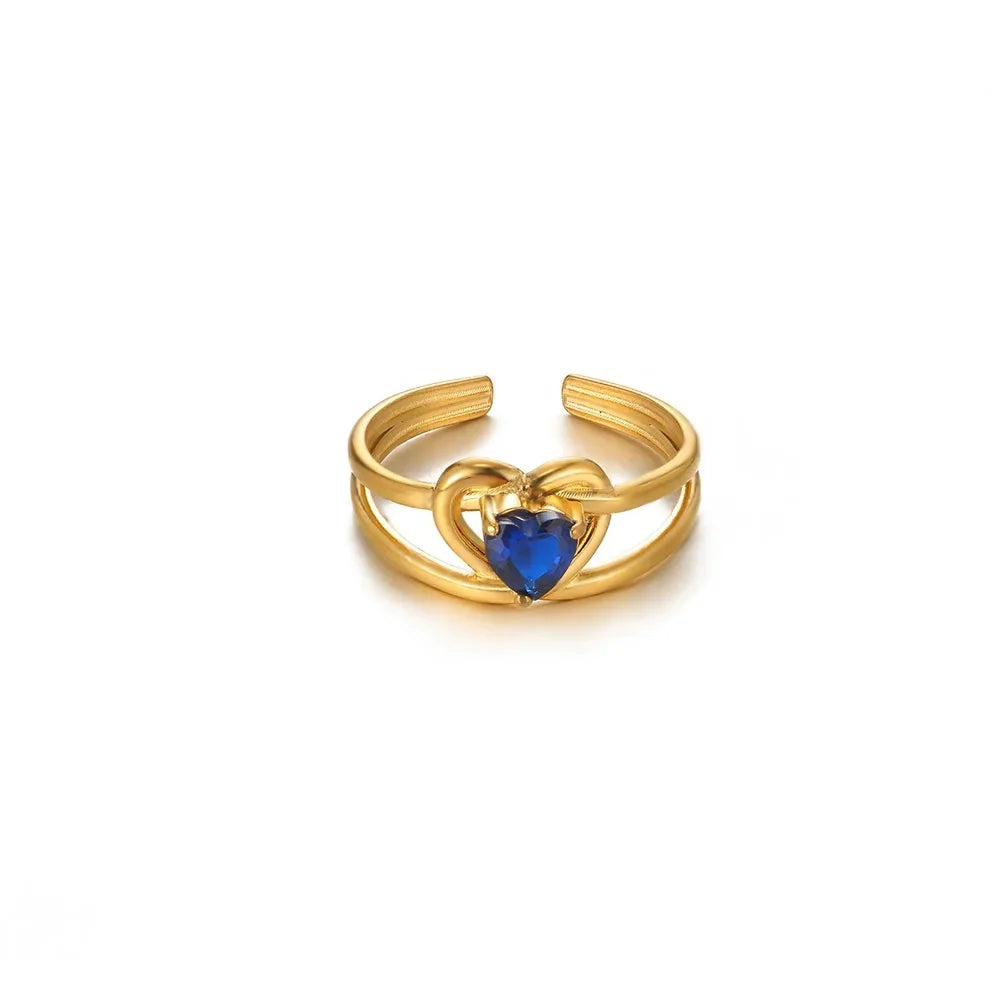 Anillo Corazón Circonita Mujer - Acero Inoxidable Dorado Boda