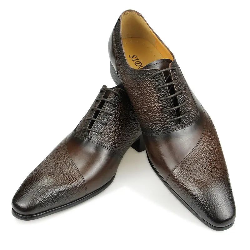 Zapatos Vestir Hombre Cuero Genuino - Oxford Formales Cap Toe Cómodos Clásicos Bota