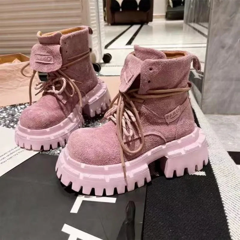 Botas Tobillo Mujer 2025 Plataforma - Chunky Ante Sneakers Deportivas Invierno