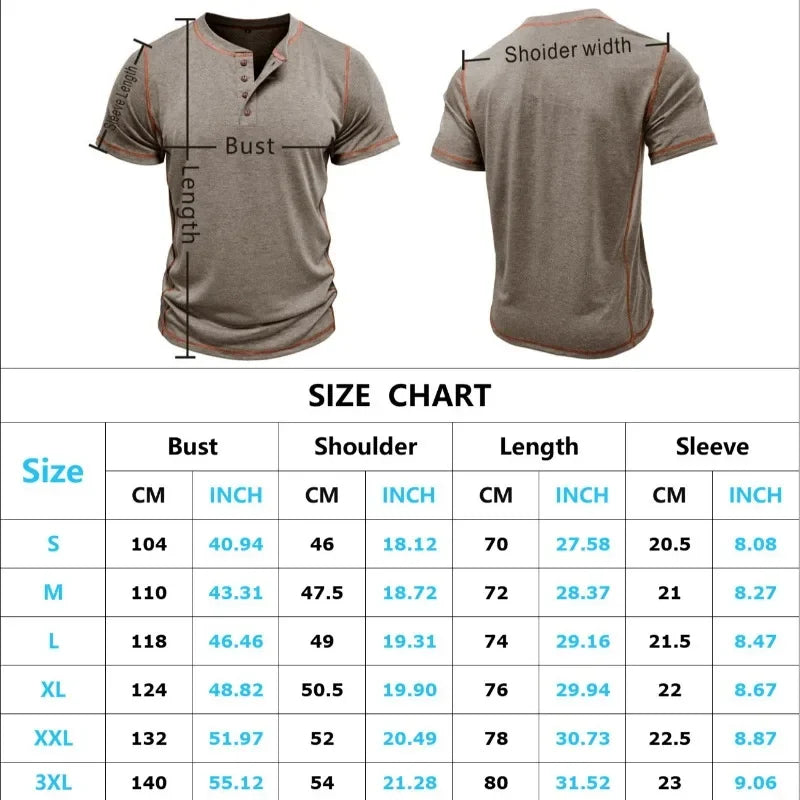 Camiseta Hombre Henry Neck Verano - Casual Alta Calidad Manga Corta Fashion Básica