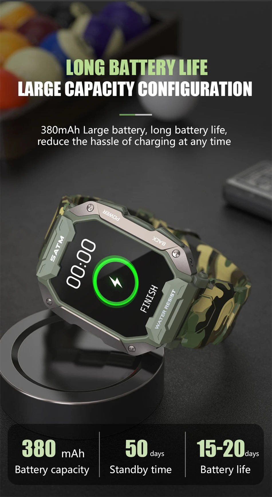 Smartwatch IP68 ATM Natación - Deportivo Outdoor Fitness Tracker Salud para Android iOS
