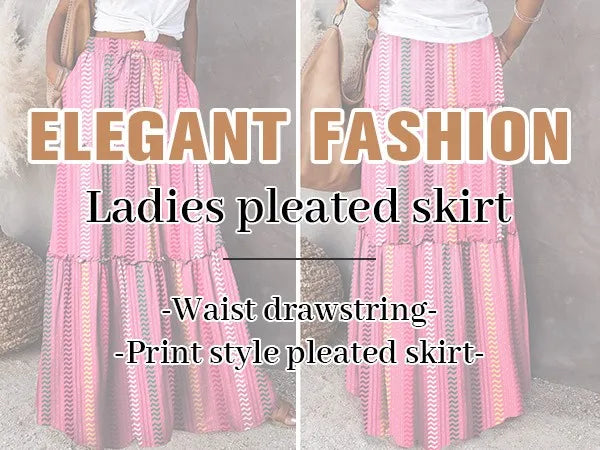 Falda Bohemia Mujer Larga Estampada - Falda Cintura Elástica Bolsillos Primavera