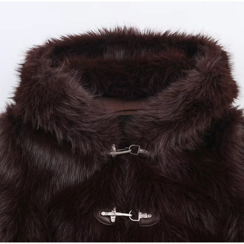 Chaqueta Mujer Elegante PU Piel - Chaqueta Solapa Doble Botón 2025