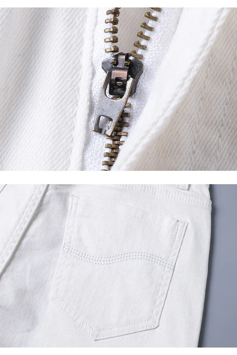 Vaqueros Blancos Hombre Slim Elásticos - Jeans Rectos Business Casual Alta Gama