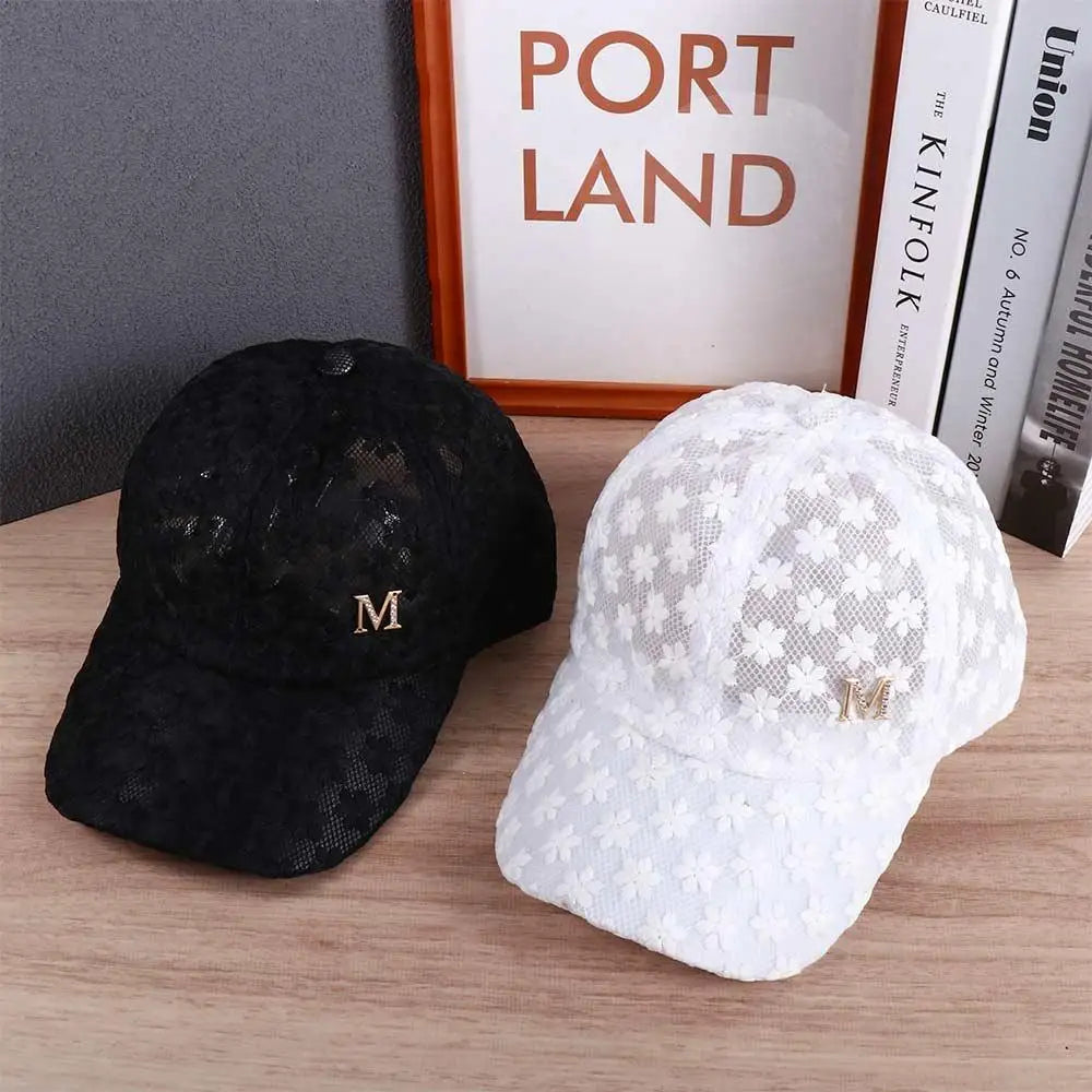 Gorra Baseball Mujer Flores - Cap Mesh Encaje Hip Hop Ajustable