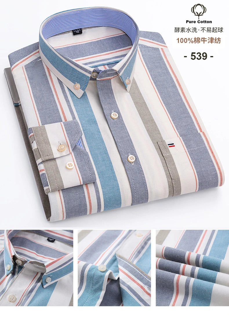Camisa Hombre Business Cuadros 2024 - Fashion Trabajo Algodón Casual Vestir Slim Fit Manga Larga Botones