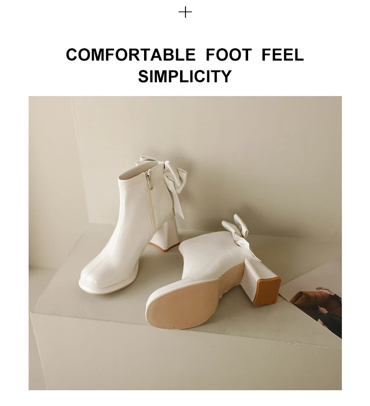 Botas Tobillo Mujer Plataforma Tacón - Lazo Trasero Calcetín Otoño Punk