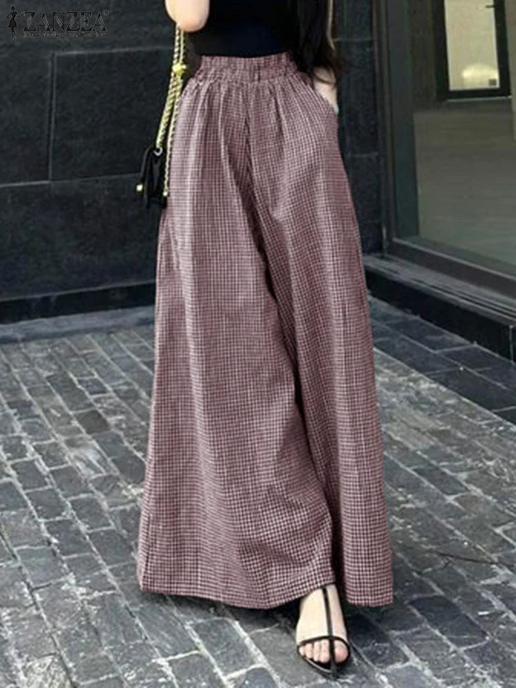 Pantalón Pierna Ancha Mujer Cuadros - Pantalón Palazzo Verano 2025