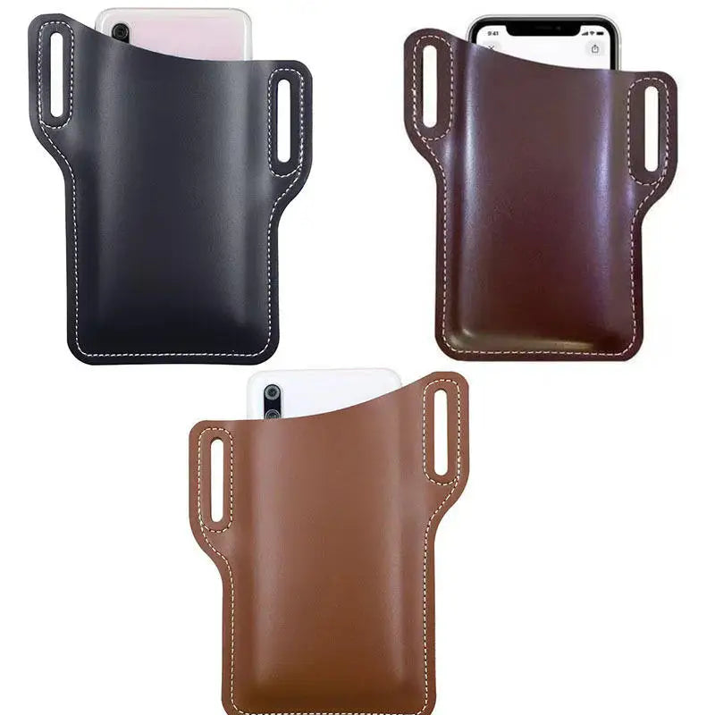 Bolsa Cinturón Cuero Vintage Hombre - Funda Móvil Clip Viaje Hiking Riñonera
