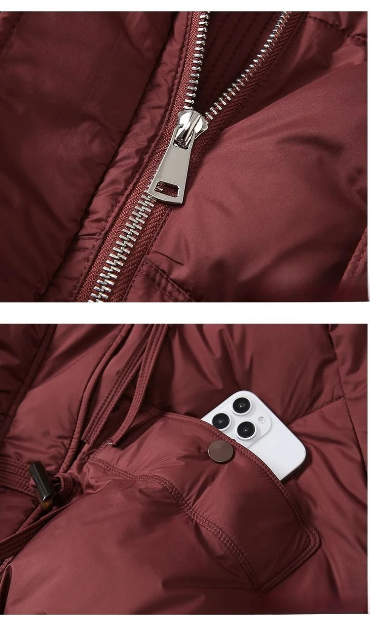 Parka Mujer Invierno Cálida - Parka Cuello Piel Pan 2025