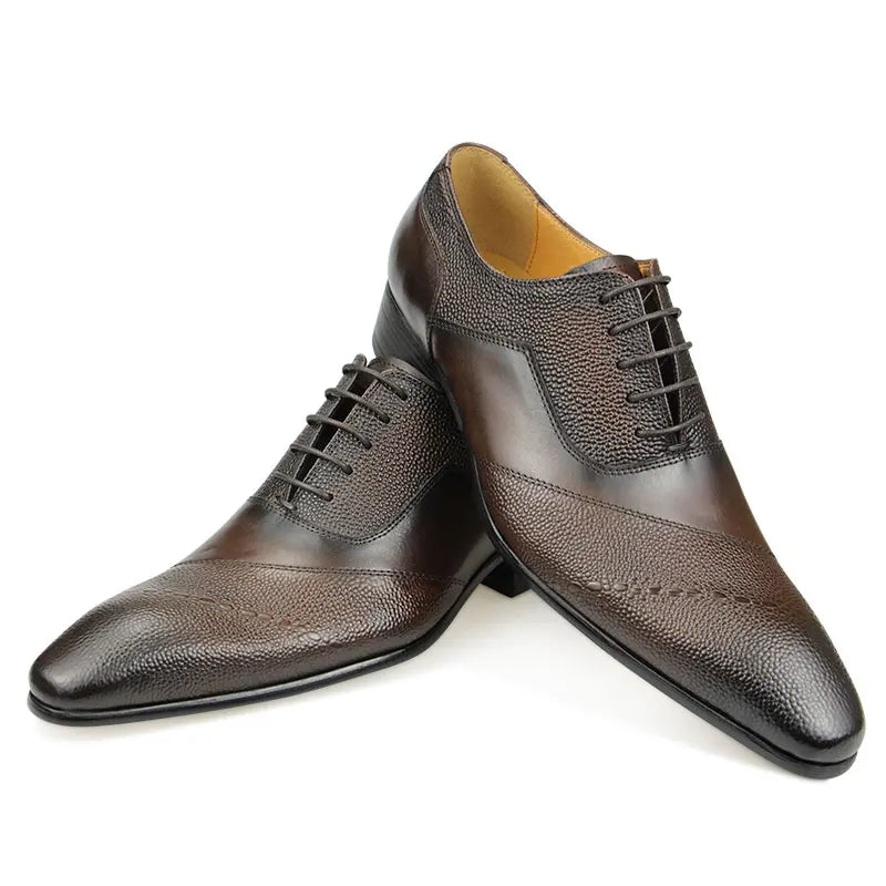 Zapatos Vestir Hombre Cuero Genuino - Oxford Formales Cap Toe Cómodos Clásicos Bota