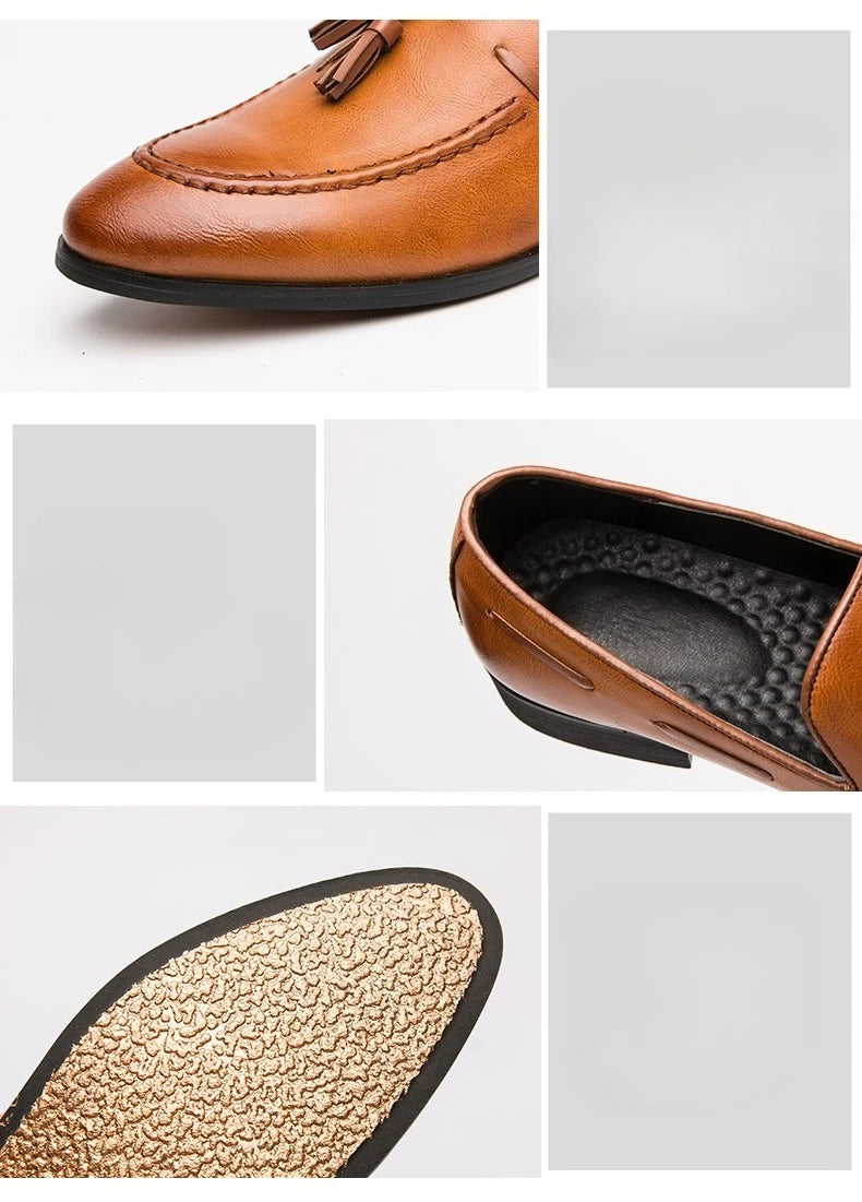 Zapatos Boda Hombre Loafers Borlas - Cuero Slip-On Vestir Business Estilo Británico Formal