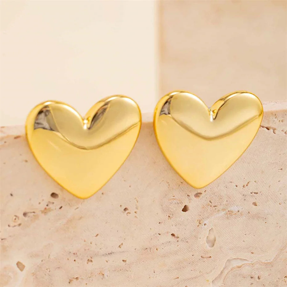 Pendientes Corazón Amor Minimalistas - Punk Dorado Goth Mujer 2024