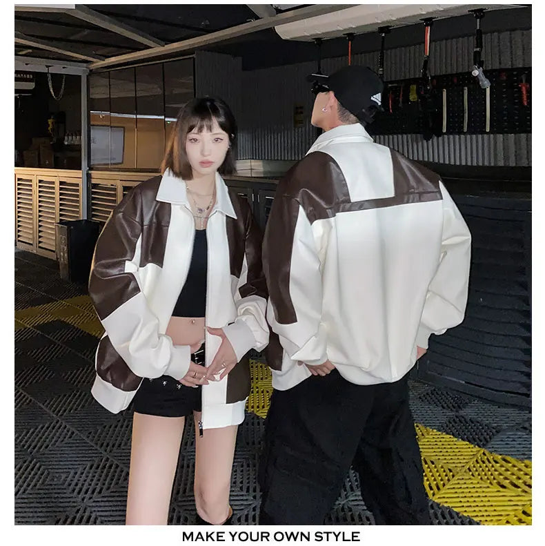 Chaqueta Cuero Hombre Motocicleta - Bomber Biker Otoño Invierno