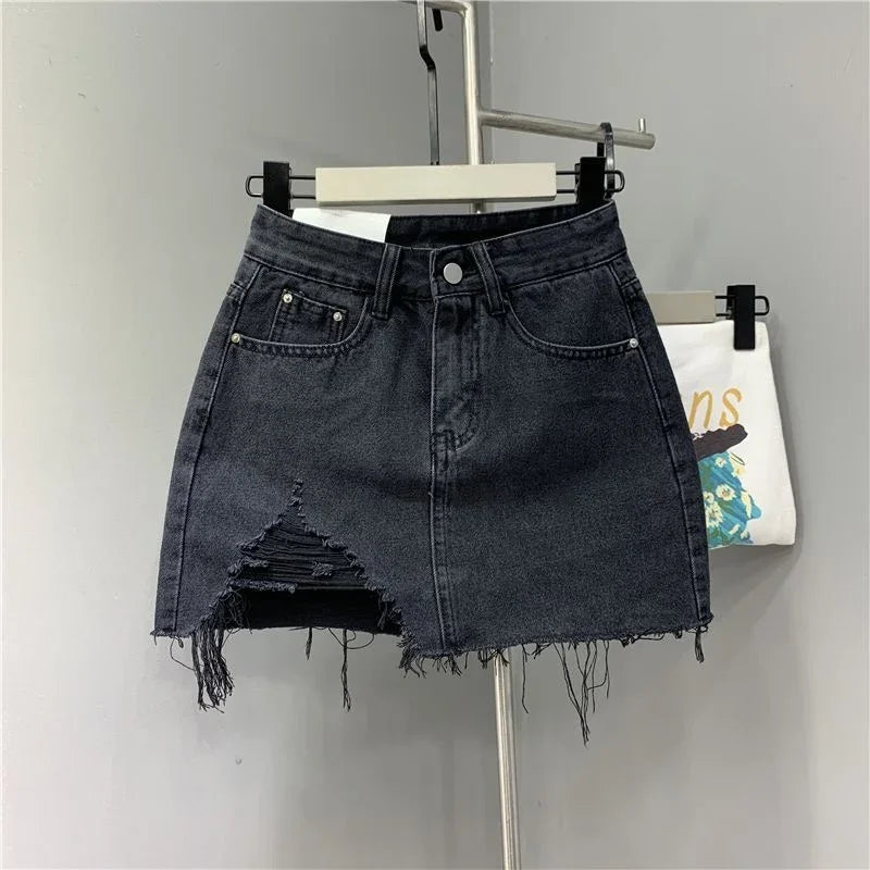 Falda Denim Mujer Irregular Verano - Falda Vaquera Corta Cintura Alta Fashion