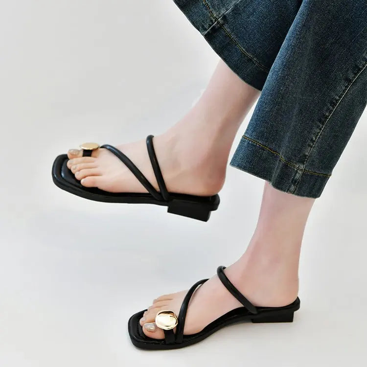 Sandalias Tacón Bajo Mujer 2025 - Zapatos Clip Toe Walking Verano Fashion