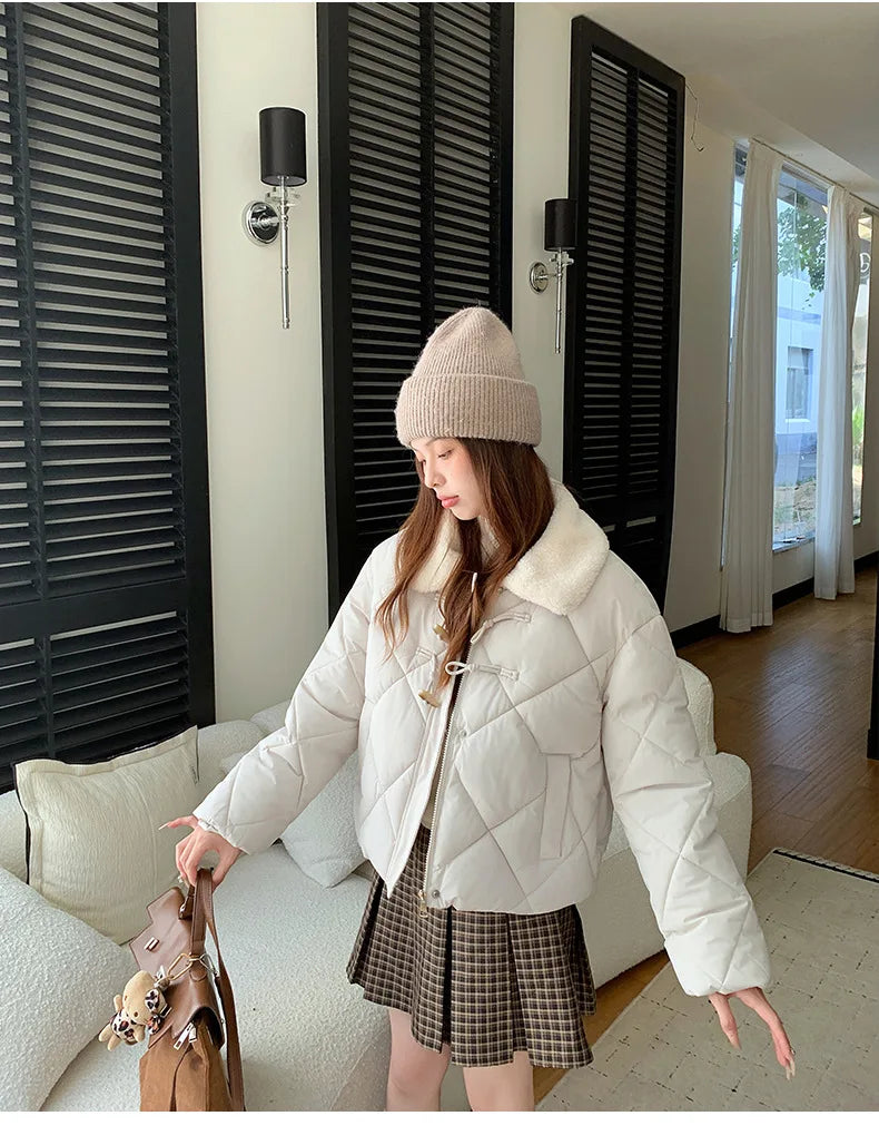 Chaqueta Algodón Mujer Tendencia - Chaqueta Estilo Chino Cuello Lana 2025