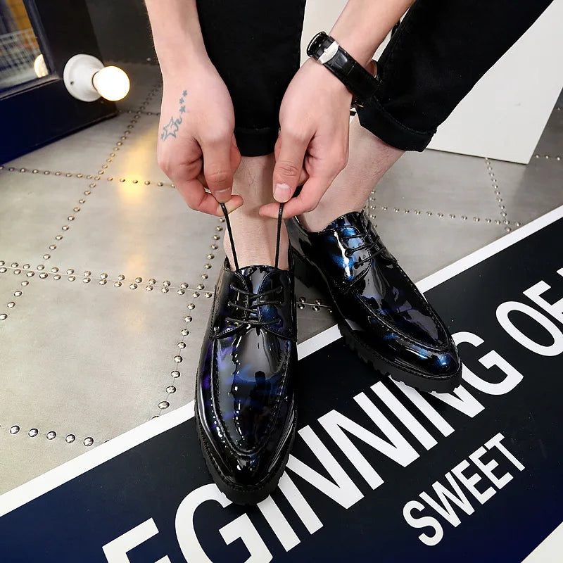 Mocasines Hombre Cuero Charol Negro - Elegantes Oxford Lujo Boda Casual 2025