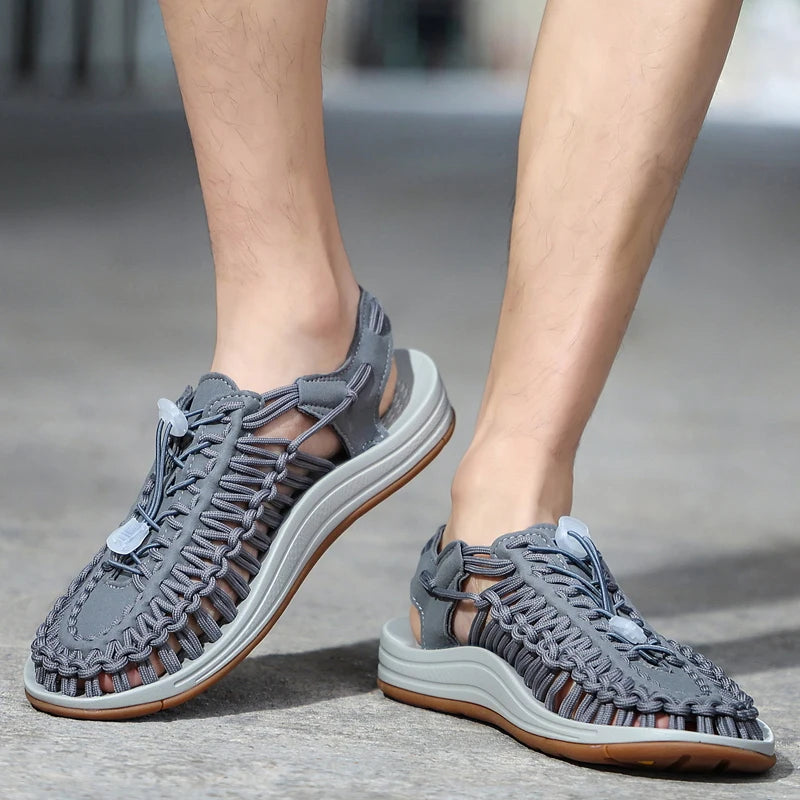 Sandalias Hombre Verano Tejidas - Outdoor Transpirables Slip-On Tallas Grandes