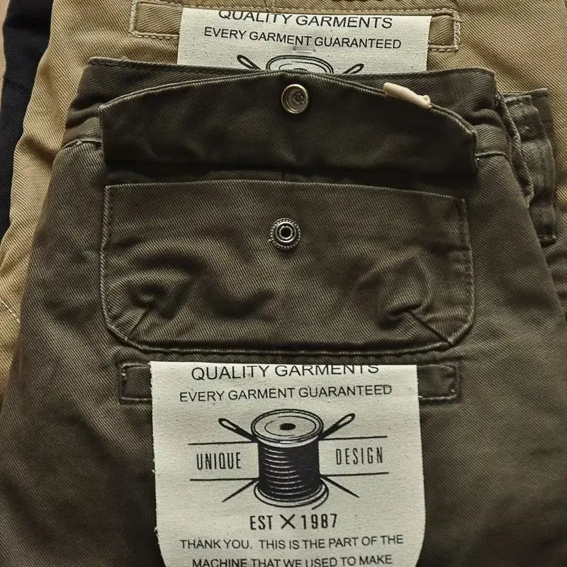 Pantalones Cargo Hombre Americano Retro - Workwear Resistentes Rectos