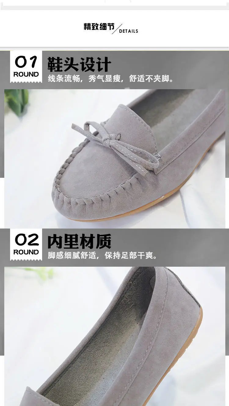 Zapatos Slip-On Mujer Ballet Flats Suede - Loafers Casual Planos Otoño Mom Shoes