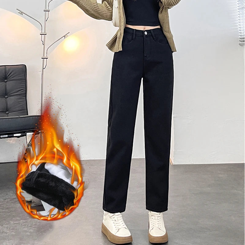 Vaqueros Mujer Forro Polar Invierno - Jeans Térmicos Cintura Alta