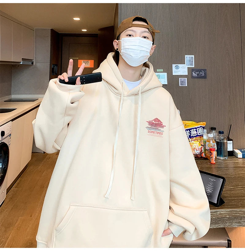 Sudadera Hombre Oversized Blanca 5XL - Hoodie Plain Casual