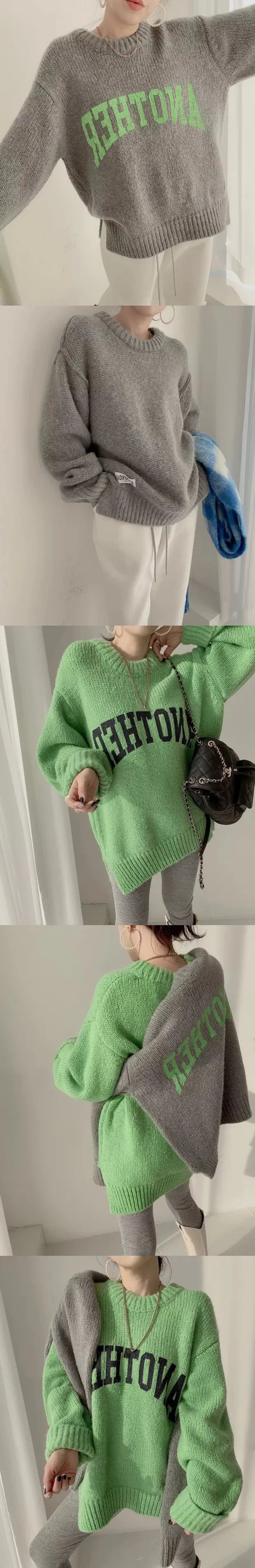 Suéter Mujer Coreano Letras Invierno - Jersey Punto Grueso Suelto