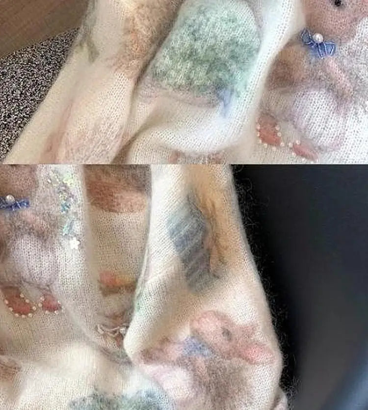 Jersey Mujer Otoño Invierno Estilo Suave - Holgado Versátil Estampado Perlas