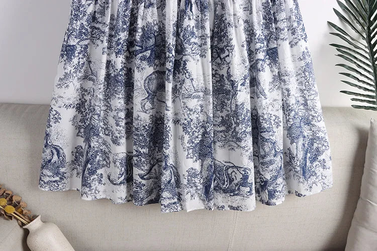 Falda Chiffon Mujer Estampada Antigua - Falda Línea A Cintura Alta Primavera 2025