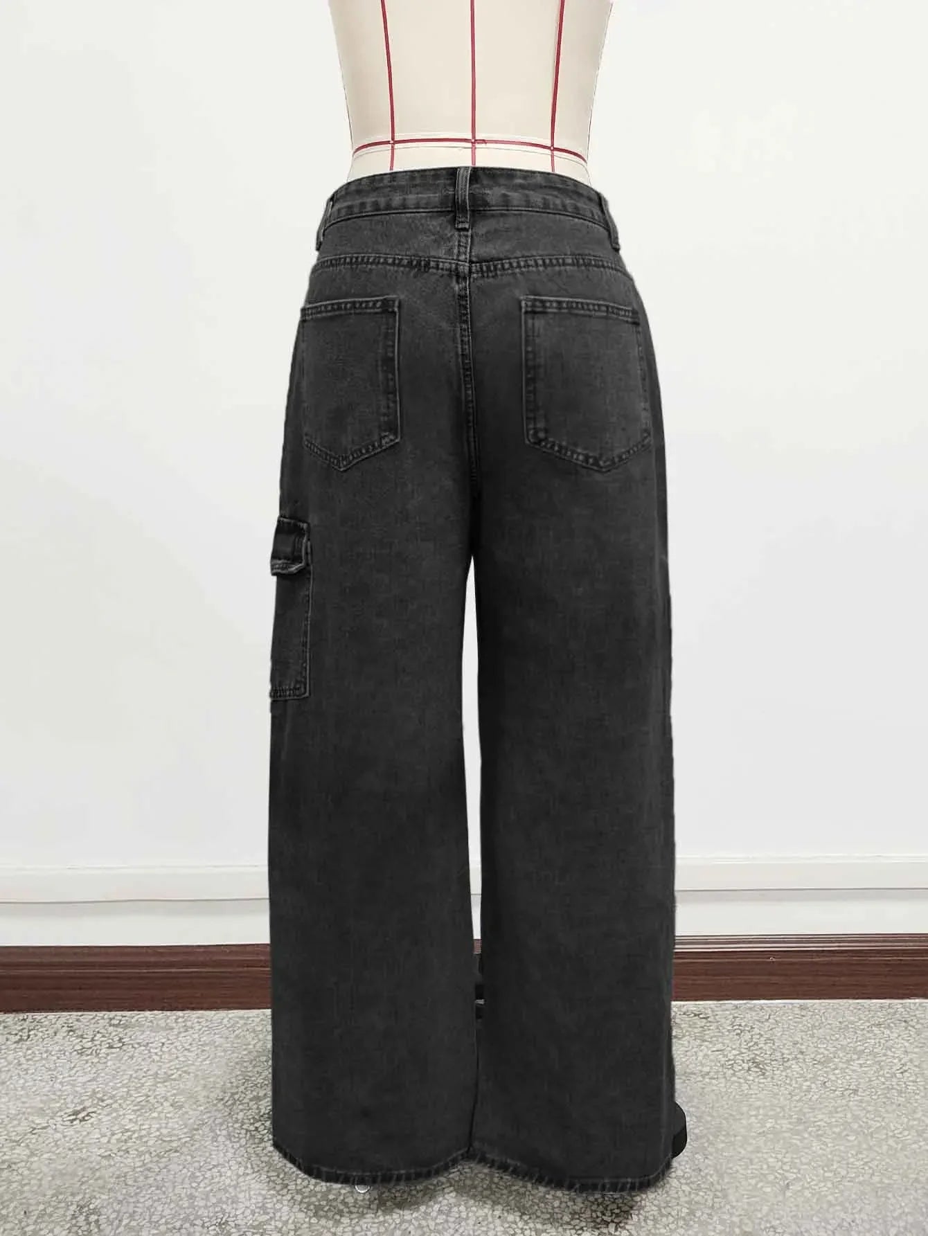 Vaqueros Mujer Pierna Recta Workwear - Jeans Sueltos Casual Cintura Media