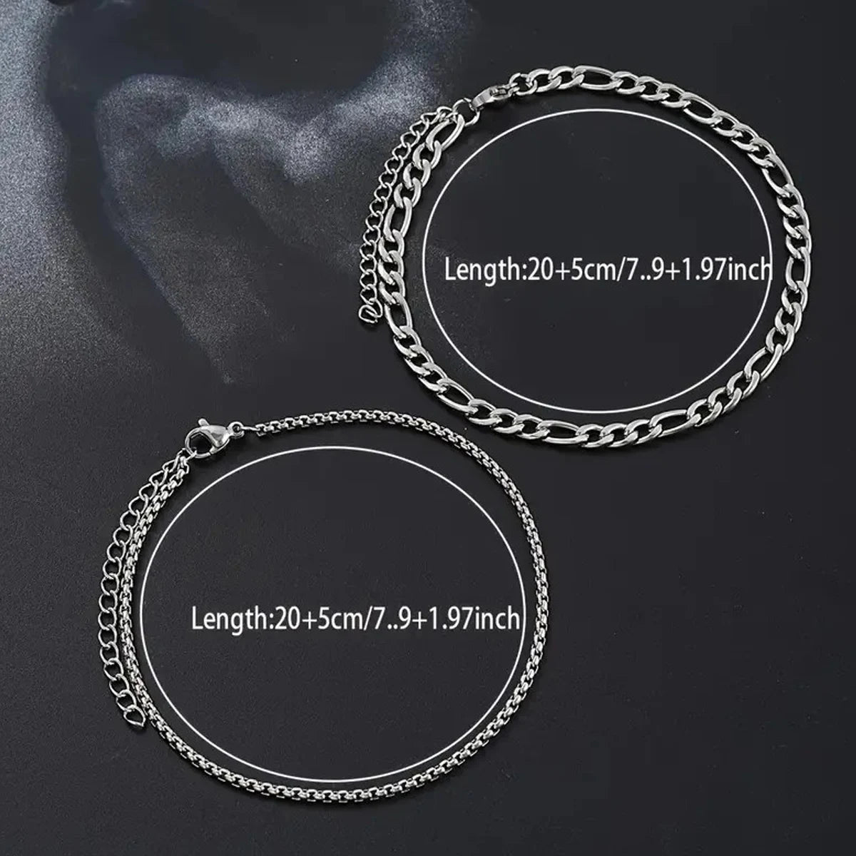 Set 2 Pulseras Hombre Cadena Oro Plata - Casual Urbano