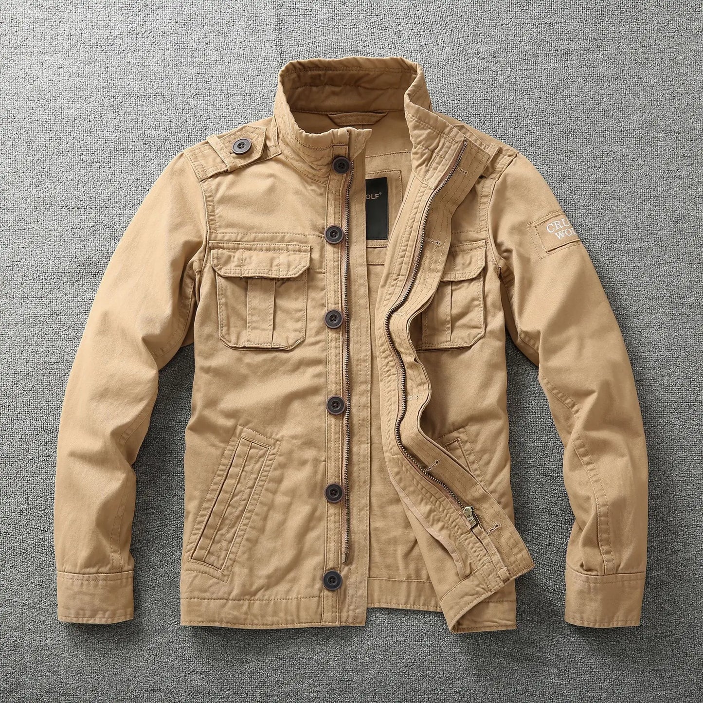 Chaqueta Hombre Denim Cargo Capucha - Multi-Bolsillos Outdoor Senderismo