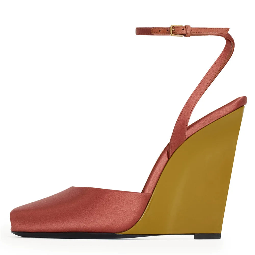 Sandalias Plataforma Mujer Satén 2025 - Zapatos Tacón Chunky Tiras Primavera