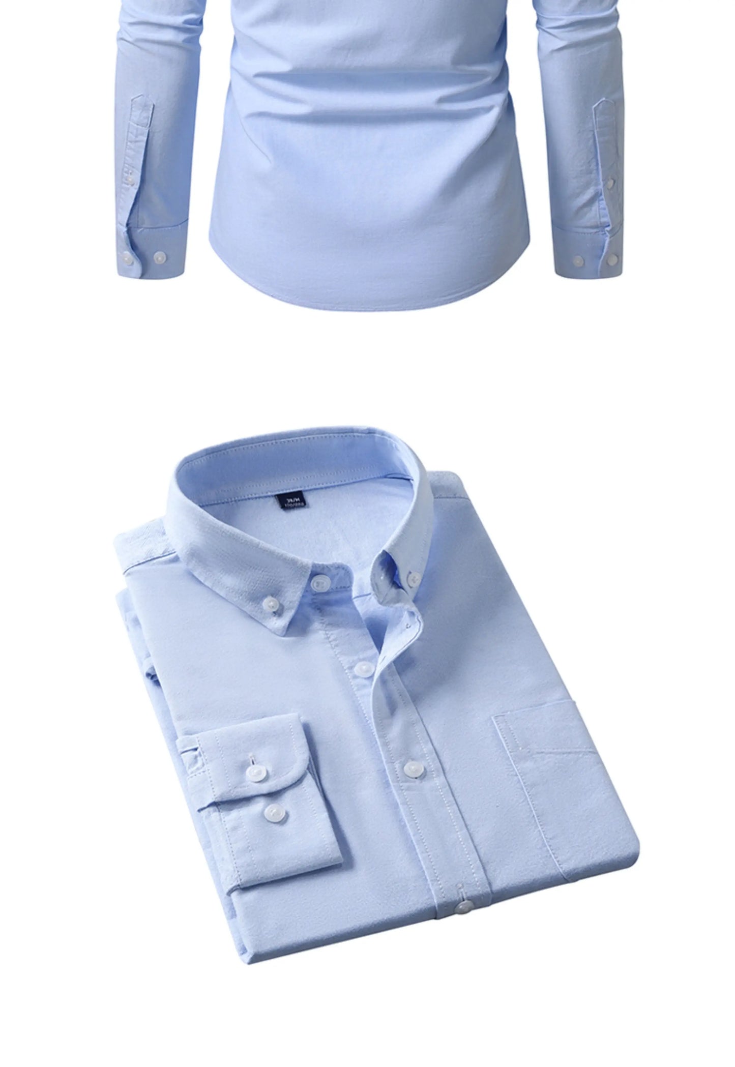 Camisa Hombre Algodón Resistente - Alta Calidad Manga Larga Color Sólido Rayas