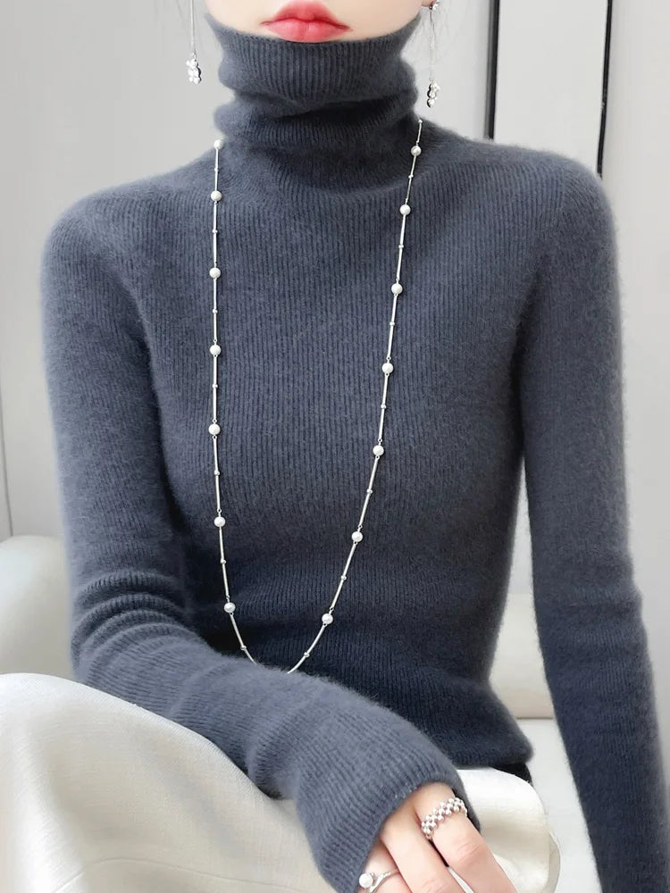 Suéter Mujer Lana Merino 100% Slim - Jersey Coreano Otoño Invierno