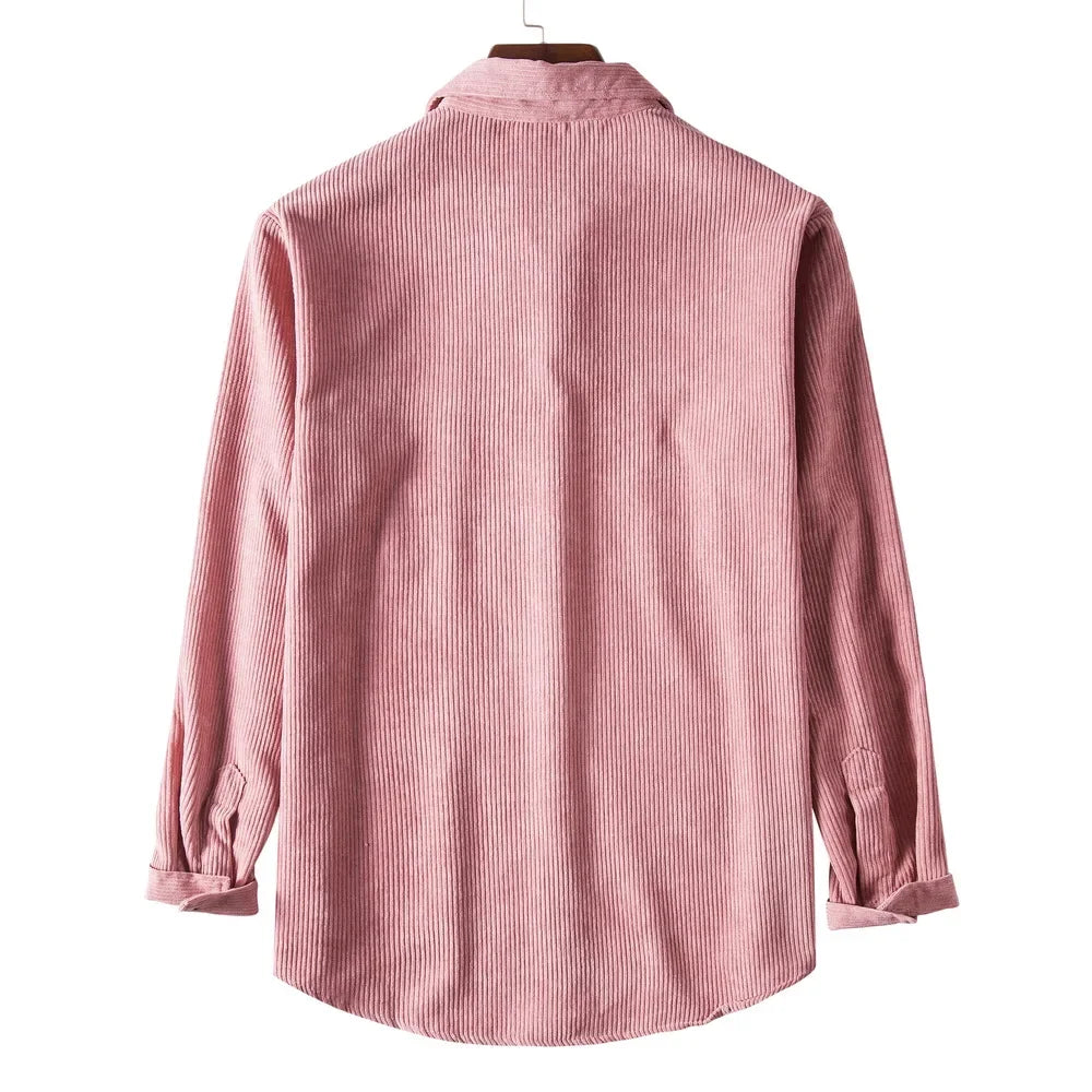 Camisa Hombre Pana Western Otoño - Manga Larga Casual Chaqueta Acanalada