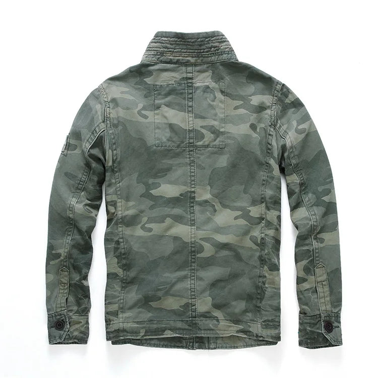 Chaqueta Hombre Denim Cargo Capucha - Multi-Bolsillos Outdoor Senderismo