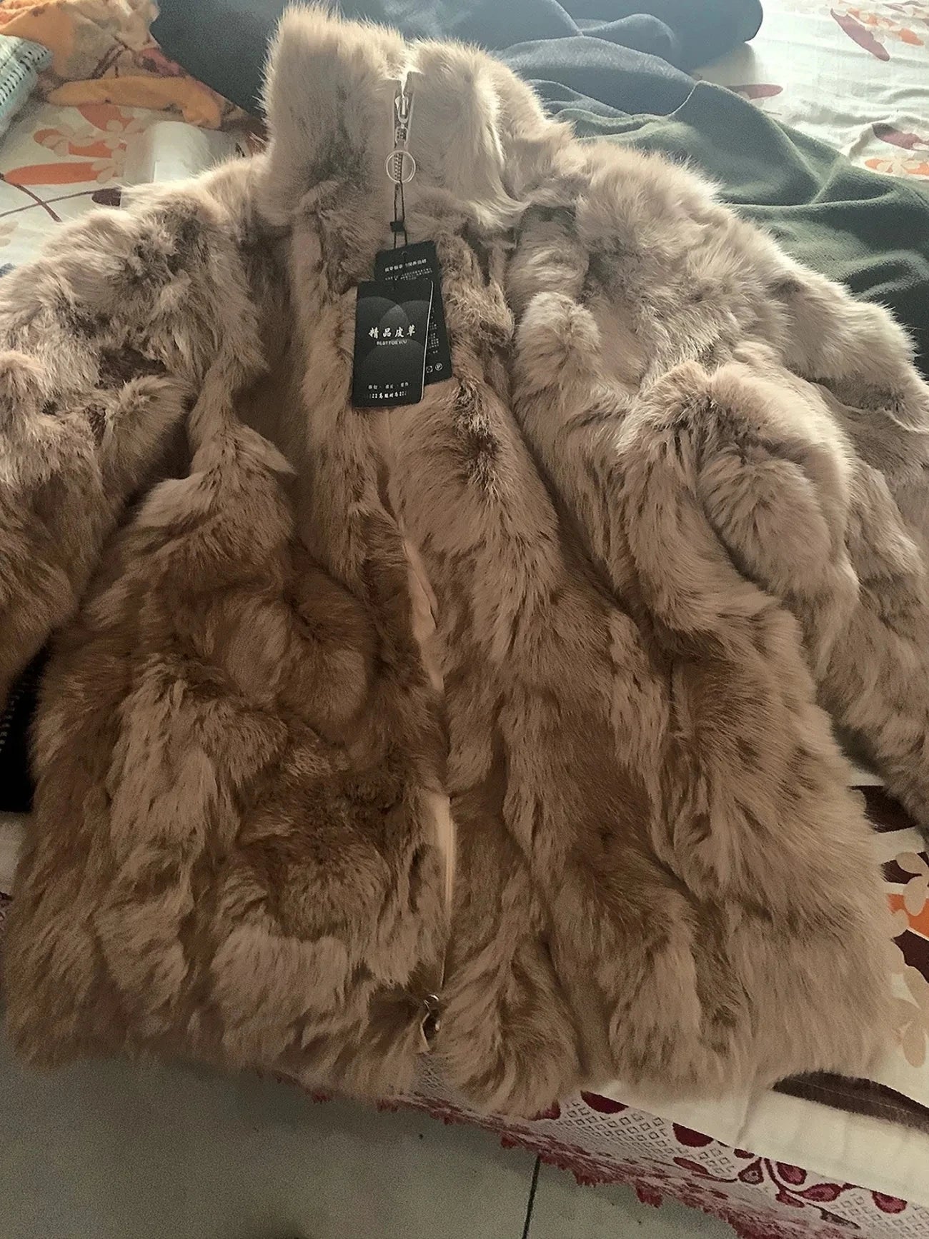 Abrigo Piel Conejo Rex Mujer - Abrigo Largo Holgado Cremallera Invierno