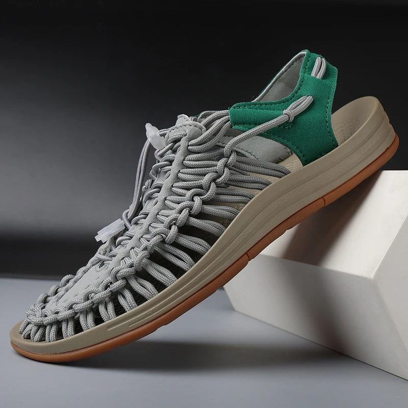 Sandalias Hombre Verano Tejidas - Outdoor Transpirables Slip-On Tallas Grandes