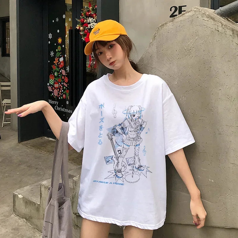 Camiseta Oversized Mujer Gótica - Top Harajuku Y2K Grunge