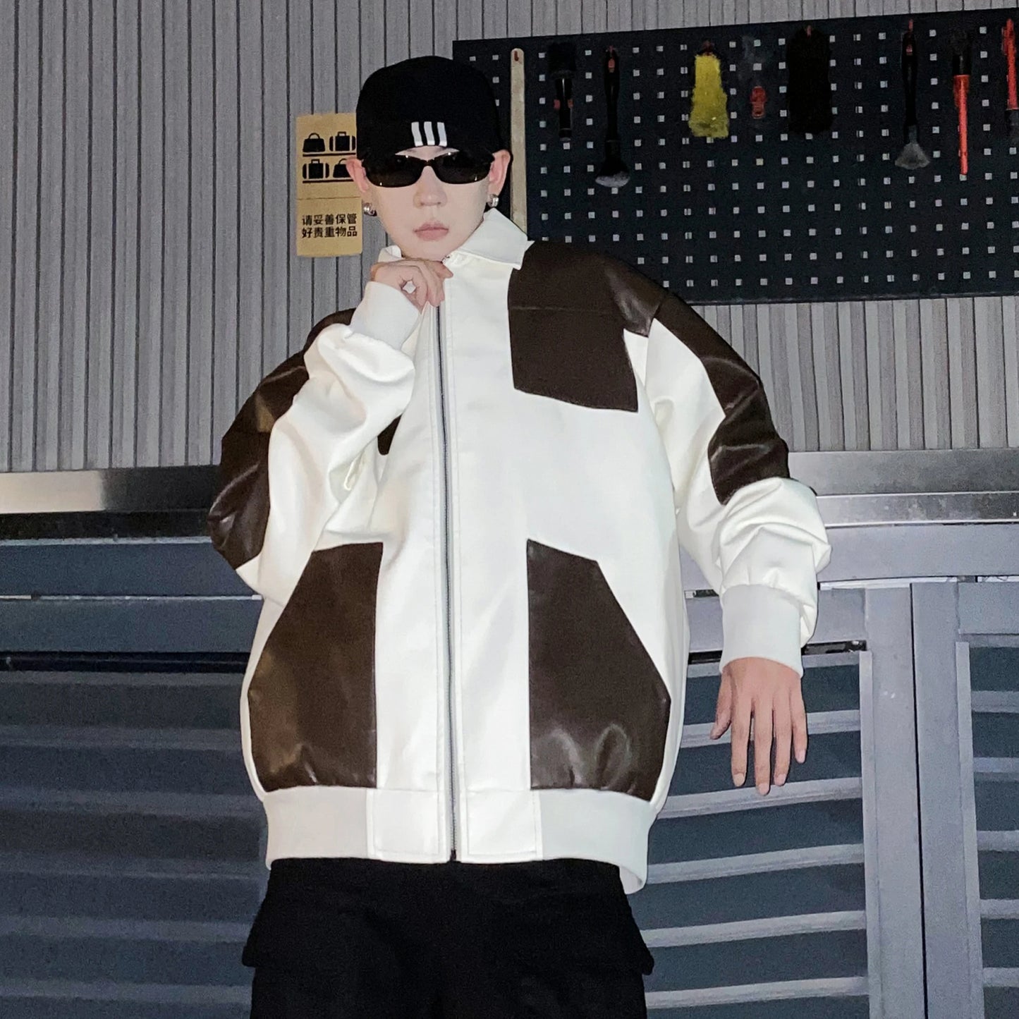 Chaqueta Cuero Hombre Motocicleta - Bomber Biker Otoño Invierno