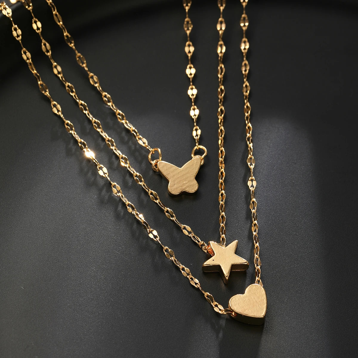 Set 3 Collares Multicapa Dorados Mujer - Choker Retro Elegante